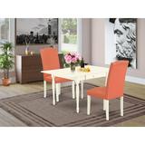 Ophelia & Co. Billerica Drop Leaf Solid Wood Dining Set Wood/Upholstered Chairs in White, Size 30.0 H in | Wayfair AE947FA346F44D66A2B97C2E6D4CB5B1