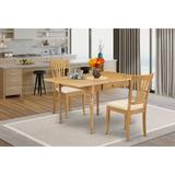 Charlton Home® Landing Drop Leaf Rubberwood Solid Wood Dining Set Wood/Upholstered Chairs in Brown | Wayfair 154690F7CD3A4BE5BF028818CF6B8360