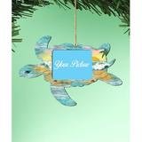 The Holiday Aisle® Sea Turtle Photo Ornament Wood in Blue/Brown/Yellow, Size 5.5 H x 5.0 W x 0.25 D in | Wayfair 786C3F2D9BD840EC86BF1B1E96EF4BFC