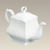 Red Barrel Studio® Annaleigh Square Victorian Shape 46 -oz. Porcelain China Teapot Porcelain China/Ceramic in White, Size 7.25 H x 9.5 W x 5.25 D in
