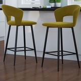 George Oliver Weinert 26" Counter Stool Upholstered/Velvet/Metal in Yellow, Size 38.5 H x 19.0 W x 21.25 D in | Wayfair
