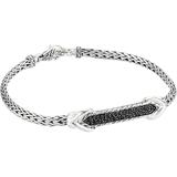 Asli Classic Chain Link Silver 3.5 Mm Slim Chain Station Id Bracelet - Black - John Hardy Bracelets