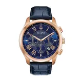 Bulova Men's Classic Wilton Leather Chronograph Watch - 97B170, Size: Large, Blue