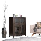 Cosmopolitan SOLID WOOD 36 inch Wide Contemporary Medium Storage Cabinet in Mahogany Brown - Simpli Home AXCRCOS15-MAH