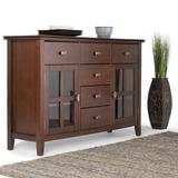 Artisan SOLID WOOD 54 inch Wide Transitional Sideboard Buffet Credenza in Russet Brown - Simpli Home AXCRART11-RUS