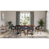Lowell Modern Industrial 7 Pc Dining Set with 6 Upholstered Bentwood Dining Chairs in Natural and Charcoal Grey Linen Look Fabric and 72 inch Wide Table - Simpli Home AXCDS7LOWNC