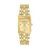 Bulova Women's Quadra Diamond Accent Gold Tone Watch - 97P140, Size: Small, Yellow