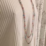 American Eagle Outfitters Jewelry | American Eagle 2-Strand Multicolored Necklace | Color: Blue/Orange/Red | Size: Chain Length 17 Inches