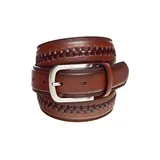 Saddlebred® Men's Braided Center Leather Belt, Brown, Large