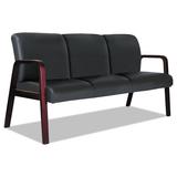 Alera Reception Lounge WL 3-Seat Sofa, 66" Black/Mahogany - RL2319M