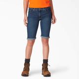Dickies Women's Perfect Shape Straight Fit Bermuda Jean Shorts, 11" - Stonewashed Indigo Blue Size 12 (FR146)