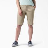 Dickies Women's Perfect Shape Straight Fit Bermuda Shorts, 11" - Rinsed Oxford Stone Size 4 (FR401)