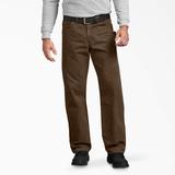Dickies Men's Relaxed Fit Sanded Duck Carpenter Pants - Rinsed Timber Brown Size 38 32 (DU336)
