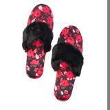 Victoria's Secret Shoes | Vs Signature Satin Slipper, Nwt | Color: Black/Red | Size: 9.5