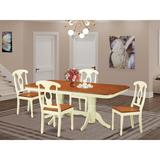 Dining Set - August Grove® Pillsbury Solid Wood Dining Set, 5 Pieces: 1 Table, 4 Chairs, Wood/Solid Wood, White, Medium (Seats 5 to 7)