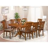 August Grove® Pillsbury Butterfly Leaf Rubberwood Solid Wood Dining Set Wood/Upholstered Chairs in Brown | Wayfair AGTG6478 44326682