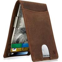 REAL LEATHER Wallets For Men - Money Clip Bifold Wallet RFID Front Pocket Thin Minimalist Mens Walle