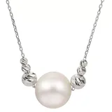 "PearLustre by Imperial Sterling Silver Freshwater Cultured Pearl & Brilliance Bead Necklace, Women's, Size: 18-20"" ADJ, White"