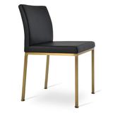 sohoConcept Aria Metal Side Chair Faux Leather/Upholstered in Yellow/Black/Brown, Size 31.0 H x 17.0 W x 21.0 D in | Wayfair DC1001-ADJ-GLD-005