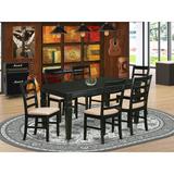 Charlton Home® Sorrentino Butterfly Leaf Solid Wood Dining Set Wood/Upholstered Chairs in Black/Brown, Size 30.0 H in | Wayfair