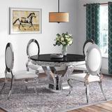 Willa Arlo™ Interiors Predmore Dining Set Metal/Upholstered Chairs in Black/Gray/White, Size 30.0 H in | Wayfair 489E0058ACDF4C85B7DD6B8C8F09DAD9
