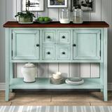Gracie Oaks Stride 46" Wide 4 Drawer Acacia Wood Buffet Table Wood in Blue/Brown, Size 34.0 H x 46.0 W x 15.0 D in | Wayfair