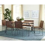 17 Stories Burgett 6 Piece Dining Set Wood/Metal/Upholstered Chairs in Black/Brown | Wayfair FB553A5C685B47ACBBE637E376627436