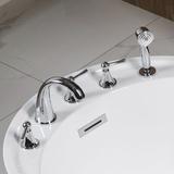 WoodBridge Triple Handle Deck Mounted Roman Tub Faucet w/ Diverter & Handshower, Stainless Steel in Gray | Wayfair F-0021 CH