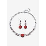 Women's Silver Tone Collar Necklace and Earring Set, Simulated Birthstone by PalmBeach Jewelry in January
