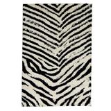 Zebra Rug by Linon Home Décor in Ivory Black (Size 3'W X 5'L)