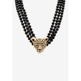Gold Tone Leopard Beaded Collar Necklace (49mm), Crystal, 20" plus 2" by PalmBeach Jewelry in Gold