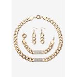 Women's Crystal & Gold Link Necklace, Bracelet & Earring Set by PalmBeach Jewelry in Gold