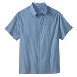 Men's Big & Tall Striped Short-Sleeve Sport Shirt by KingSize in Navy Stripe (Size 5XL)