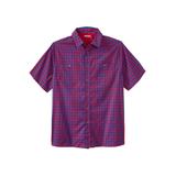 Men's Big & Tall Short Sleeve Printed Check Sport Shirt by KingSize in Red Check (Size 3XL)