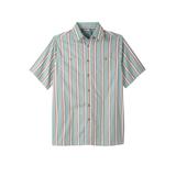 Men's Big & Tall Striped Short-Sleeve Sport Shirt by KingSize in Tidal Green Stripe (Size 3XL)