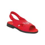 Haband Women's Embroidered Canvas Sandals, Hot Red, Size 10 Wide, W