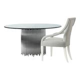 Bernhardt Calista 2 - Piece Dining Set Glass/Metal/Upholstered Chairs in Gray, Size 30.0 H x 60.0 W x 60.0 D in | Wayfair