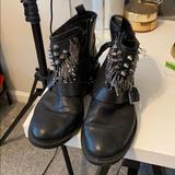 Zara Shoes | Black Combat Biker Boots | Color: Black | Size: 7