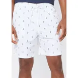 Nautica Men's Anchor Print Swim Trunks, White, Large