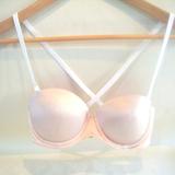 Pink Victoria's Secret Intimates & Sleepwear | Beige Satin Victoria Secret Bra 32a Convertible | Color: Cream/Pink | Size: 32a