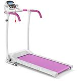 Costway Compact Electric Folding Running and Fitness Treadmill with LED Display-Pink