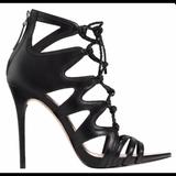 Zara Shoes | Black Leather Strappy Sandal Lace Up Heels | Color: Black | Size: 8
