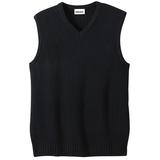 Men's Big & Tall Shaker Knit V-Neck Sweater Vest by KingSize in Black (Size XL)