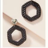 Anthropologie Jewelry | Anthropology Courtney Wicket Hoop Drop Earrings. | Color: Black/White | Size: Os