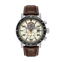 Citizen Eco-Drive Men's Brycen Leather Chronograph Watch - CA0649-06X, Size: Large, Brown