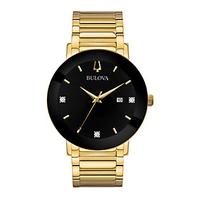 Bulova Men's Goldtone Black Dial Bracelet Watch