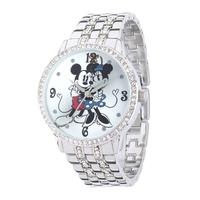 Disney Mickey/Minnie Mouse Womens Crystal-Accent Silver-Tone Bracelet Watch, Bracelet Watches | JCPe