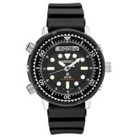 Seiko Men's Solar Analog-Digital Prospex Divers Black Silicone Strap Watch 47.8mm - Black