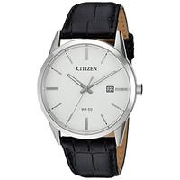 Citizen Men's Quartz Stainless Steel and Leather Casual Watch, Color:Black (Model: BI5000-01A)