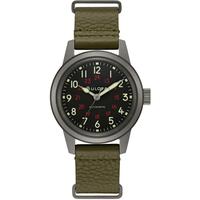 Bulova Men's Automatic Military Green Leather Strap Watch 38mm - Green